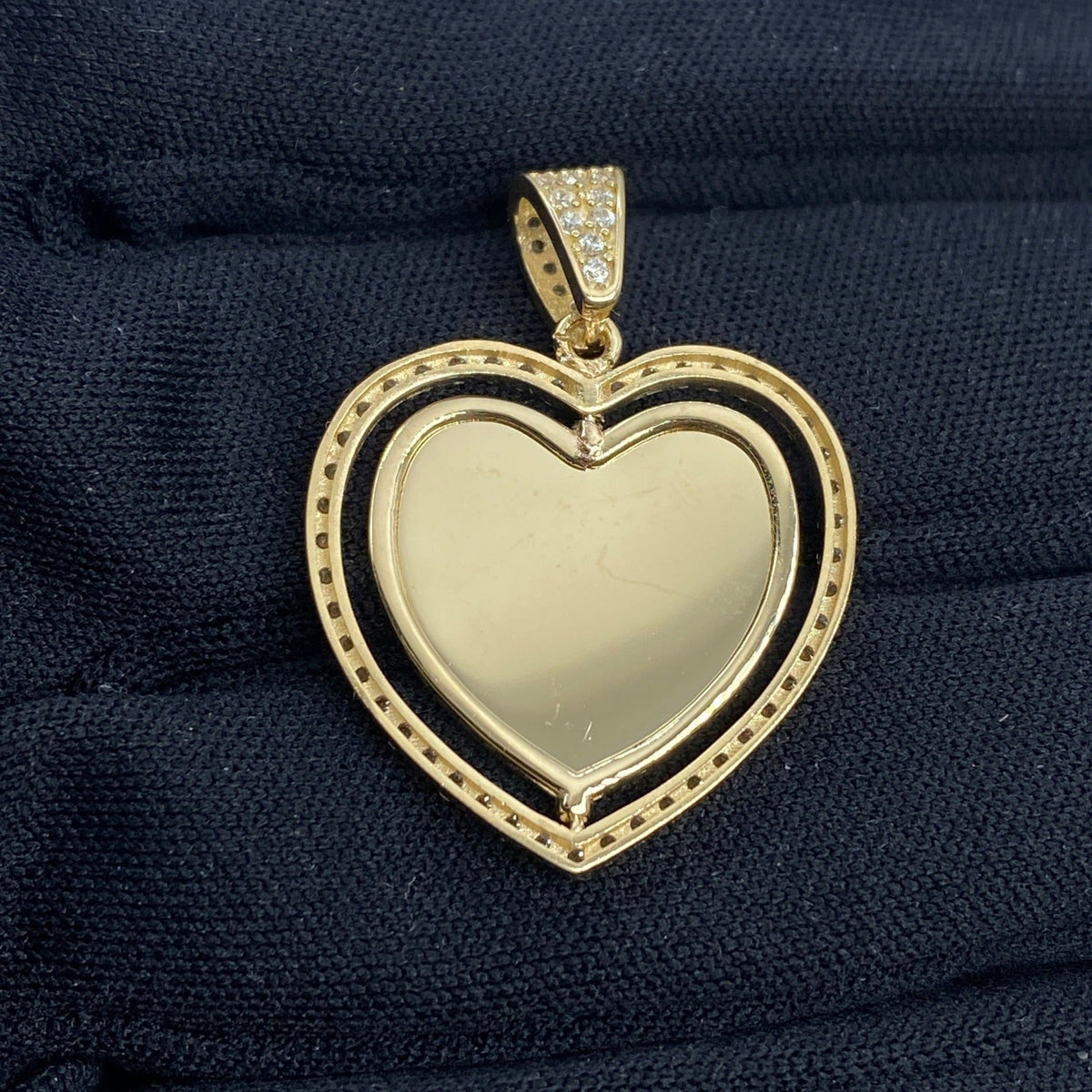 14K Gold Spinning Heart Picture Photo CZ Pendant - additional product view 4