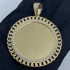 10K Gold Cuban Circle Picture Photo CZ Pendant - additional product view 2