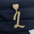 14K Gold Initial L Script Heart Diamond Pendant in yellow gold - close-up product photo