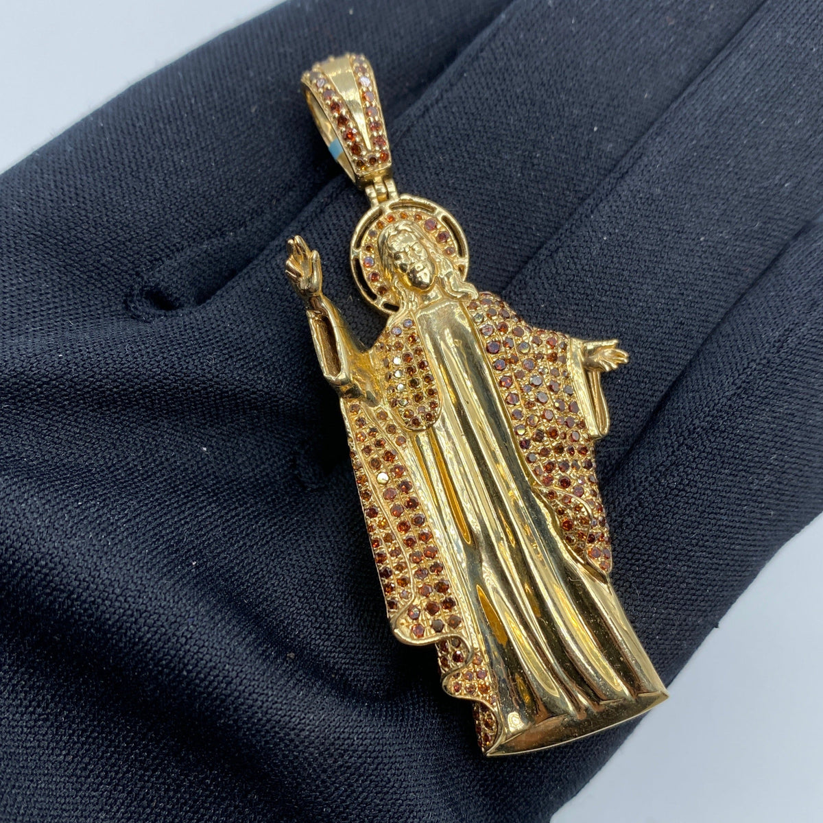 14K Gold Jesus Diamond Pendant - additional product view 3