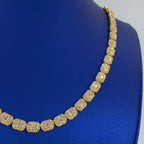 10K Gold 7.5mm Rectangle Diamond Baguette Link Chain 20 in in yellow gold - close-up product photo