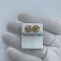 14K Gold Snowflake Diamond Earrings in yellow gold, Small - close-up product photo