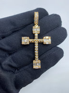14K Gold Square Diamond Baguette Cross Pendant - additional product view 2