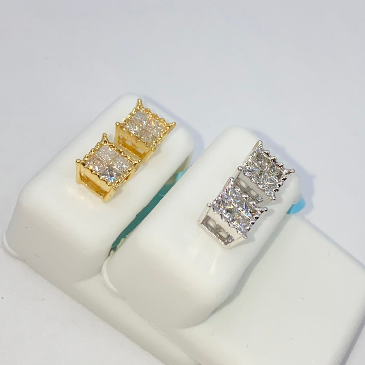 14K Gold Masterpiece Square Diamond Earrings - additional product view 7