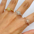 14K Gold Halo Circle Flower Diamond Ring - additional product view 2