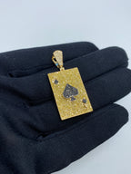 14K Gold Ace of Spades Playing Card Diamond Pendant - additional product view 3