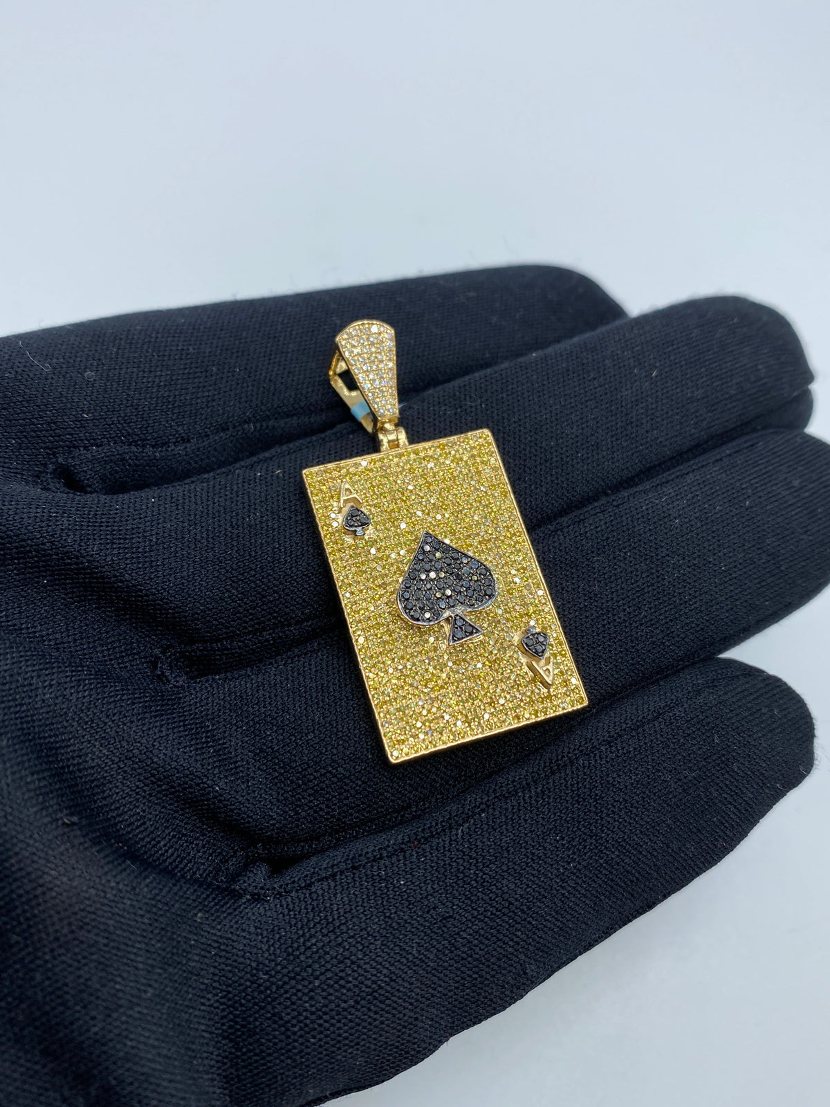 14K Gold Ace of Spades Playing Card Diamond Pendant - additional product view 3