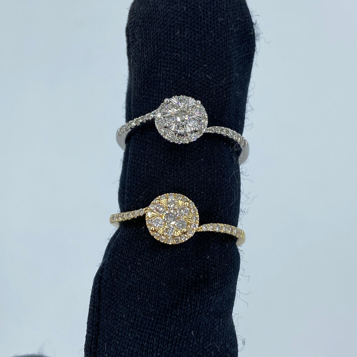 14K Gold Circle Thin Band Engagement Diamond Ring - additional product view 4