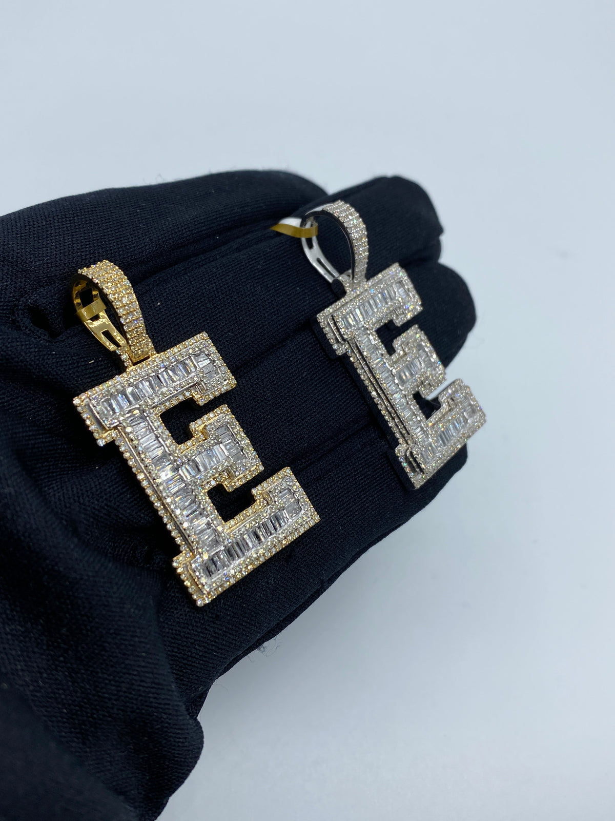 Initial E Baguette Diamond Pendant - additional product view 5