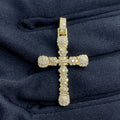 10K Gold Flower Cross Diamond Pendant in yellow gold - close-up product photo