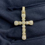 10K Gold Flower Cross Diamond Pendant in yellow gold - close-up product photo