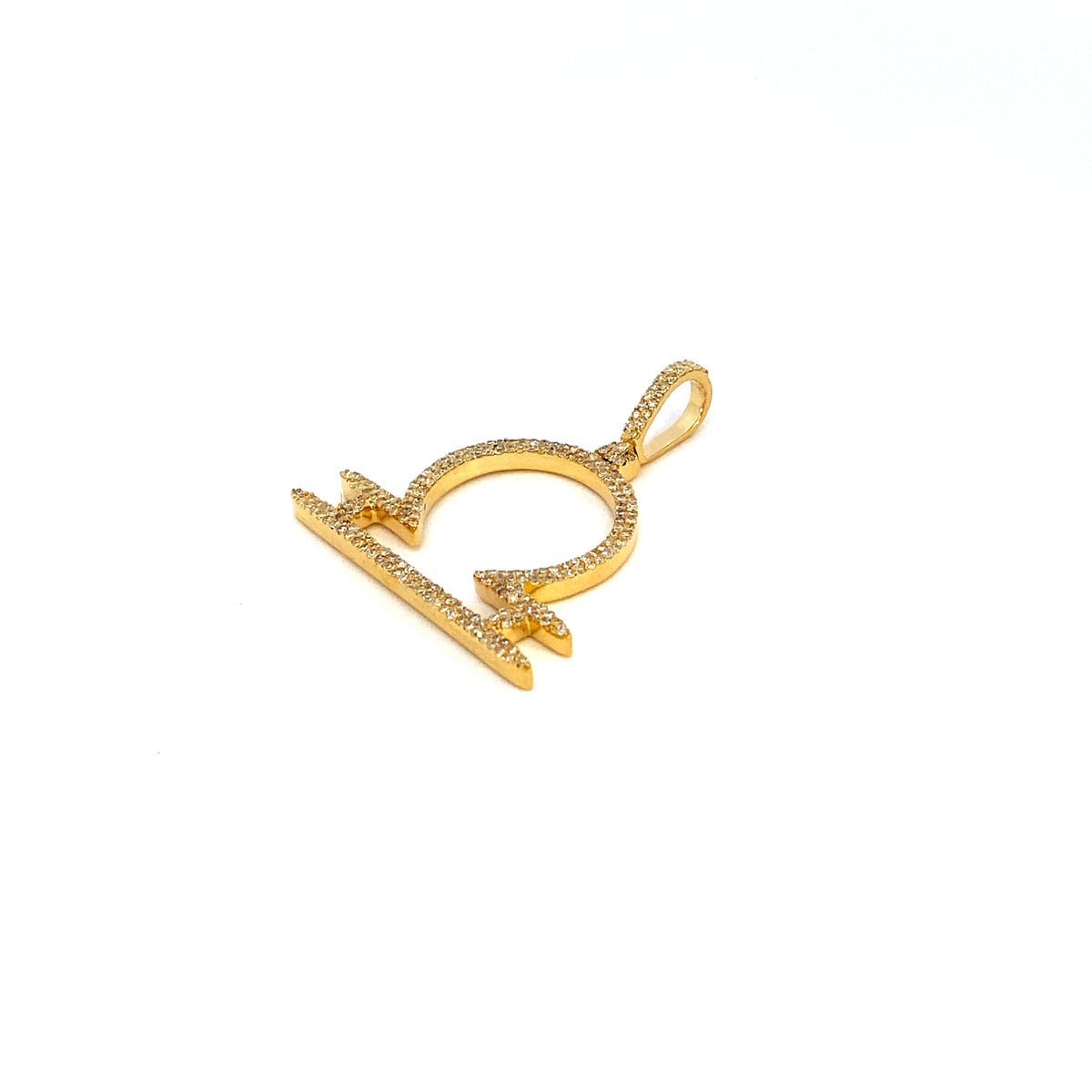 10K Gold Libra Sign Diamond Pendant - additional product view 3