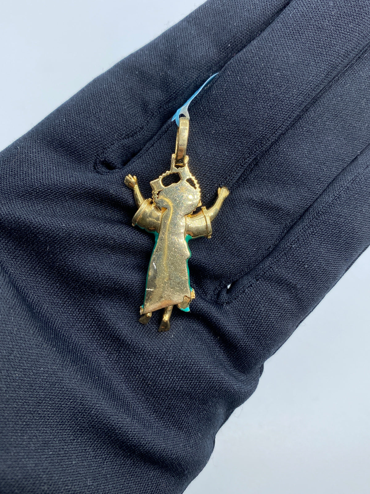 14K Gold Baby Jesus Enamel Diamond Pendant - additional product view 4