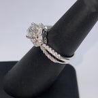 14K Gold Three Stone Halo Diamond Engagement Ring - additional product view 5
