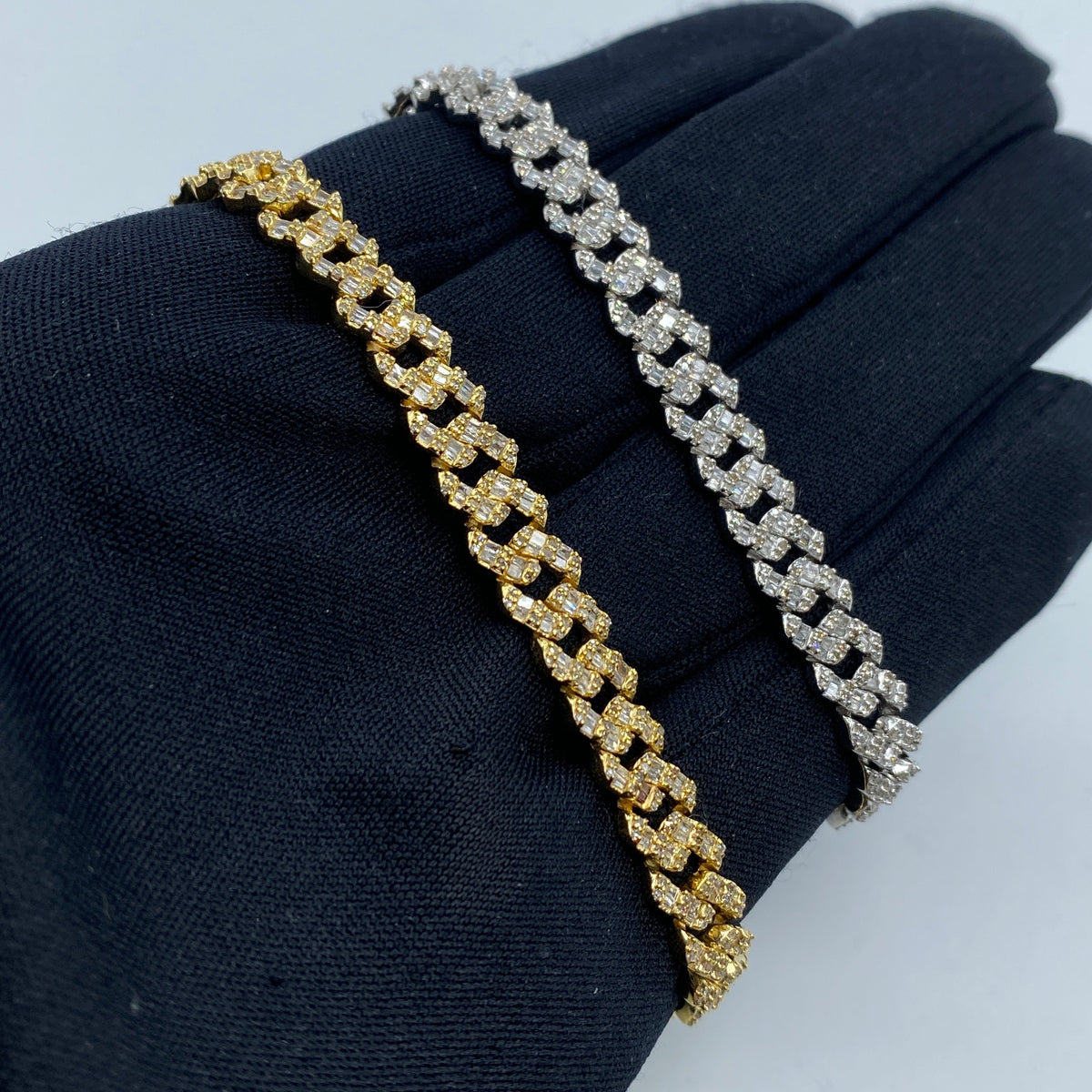10K Gold 6.5mm Cuban Link Diamond Baguette Bracelet 7–8 in - additional product view 4