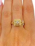 Square Diamond Engagement Ring in yellow - close-up product photo