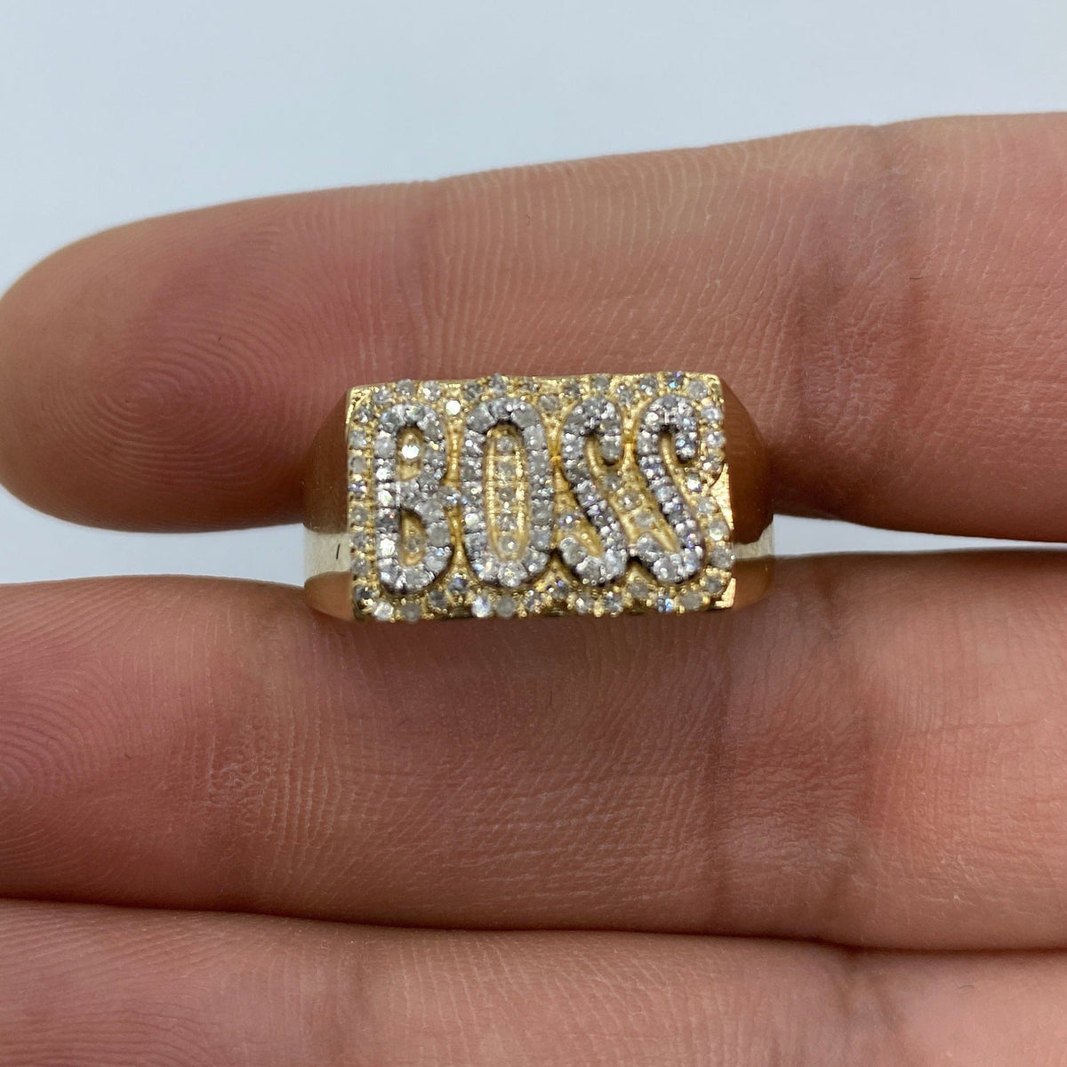 10K Gold Boss Name Plate Diamond Ring - additional product view 4
