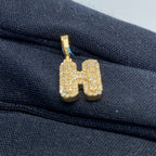 14K Gold Initial H Bubble Diamond Pendant - additional product view 4