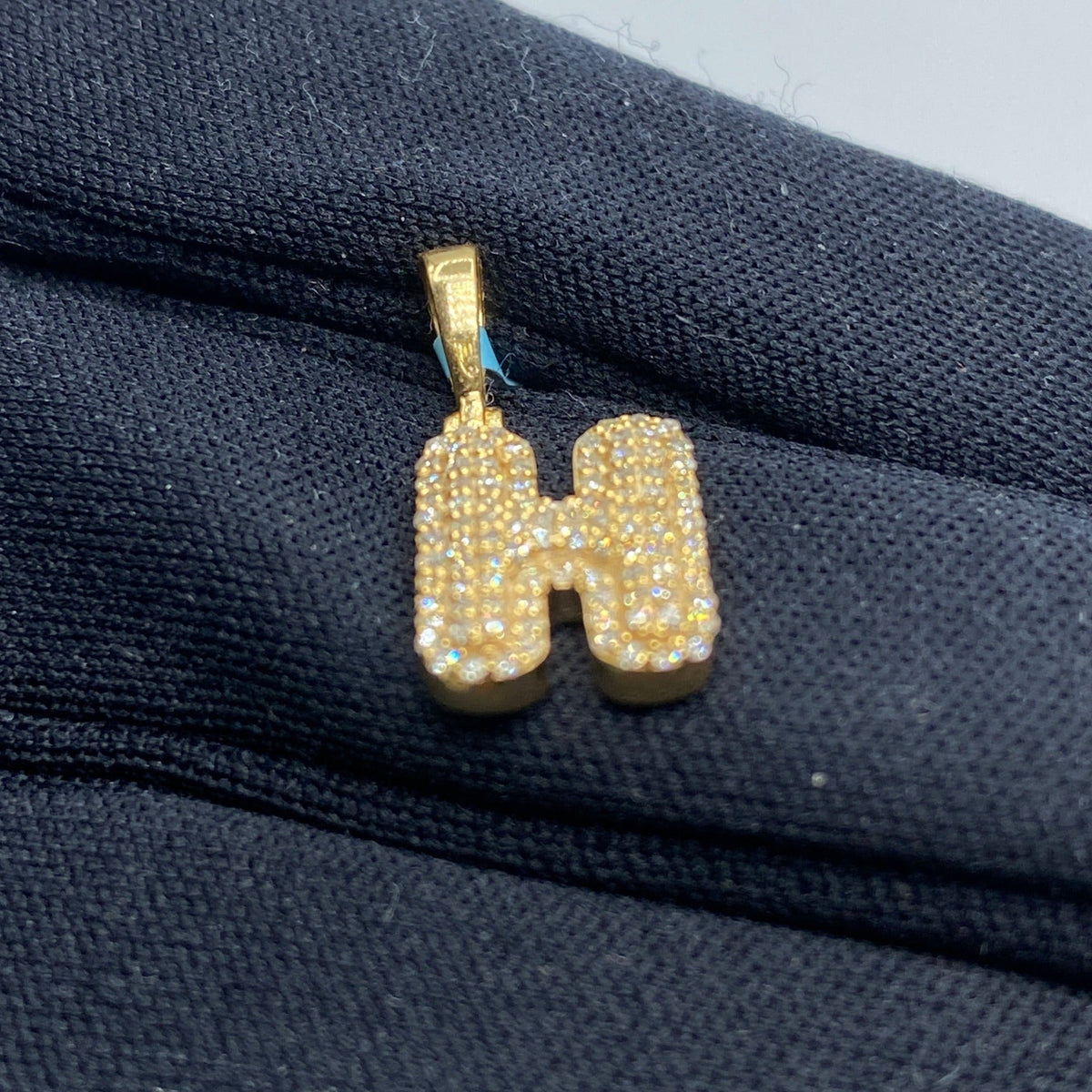 14K Gold Initial H Bubble Diamond Pendant - additional product view 4