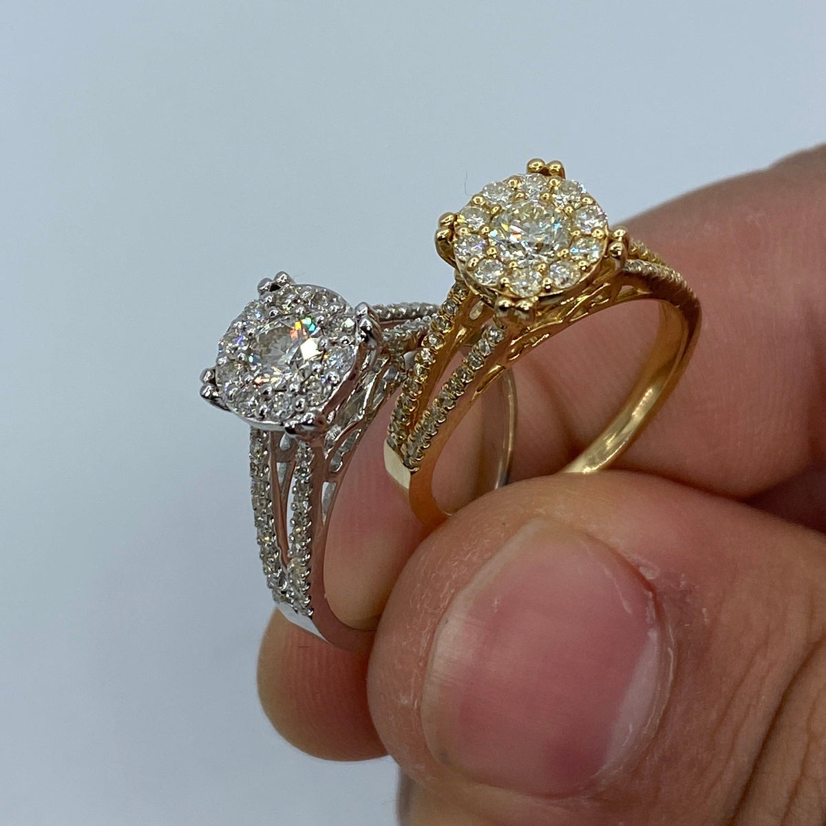 14K Gold Square Flower Diamond Engagement Ring - additional product view 7