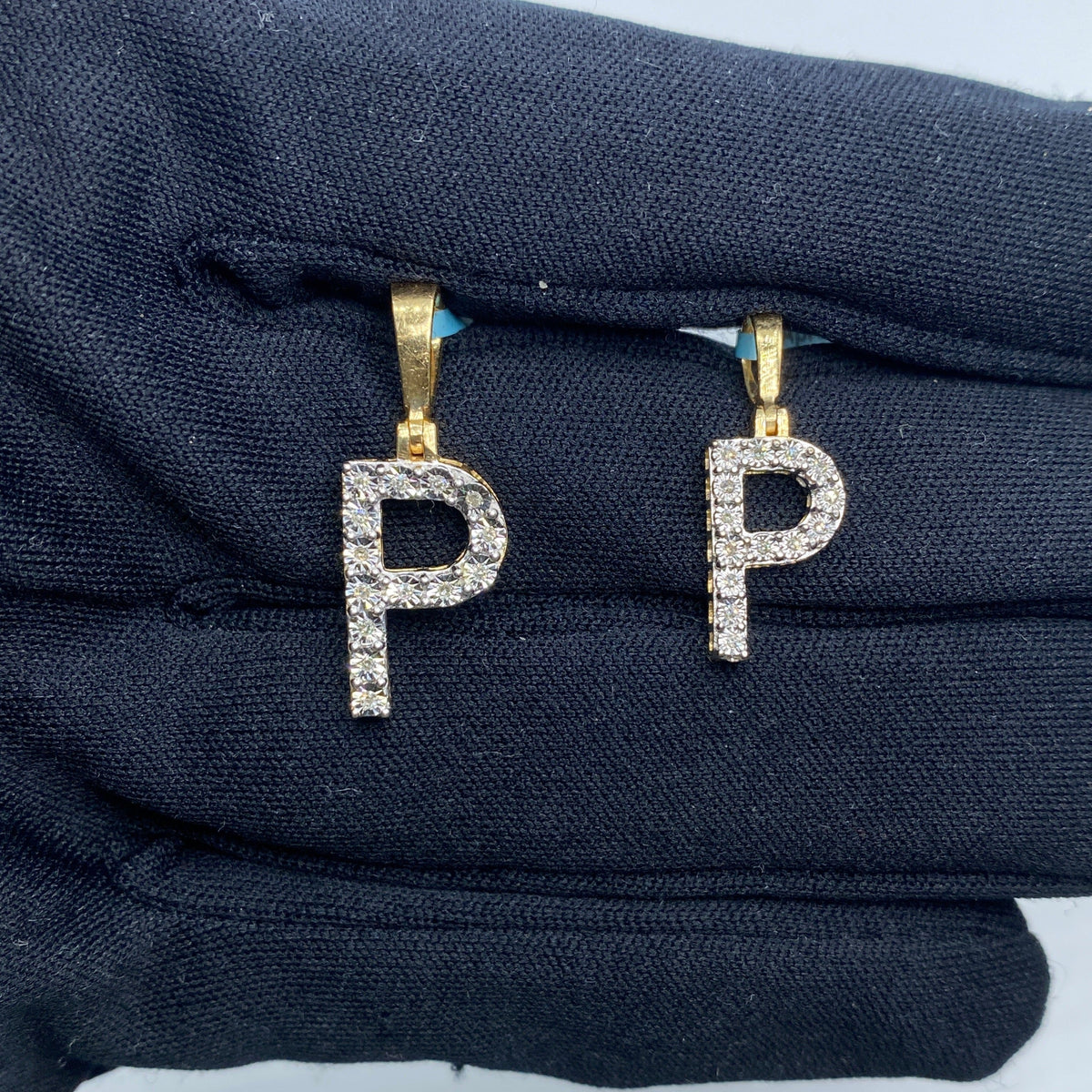 14K Gold Single Stone Initial P Diamond Pendant - main product photo