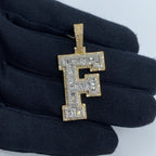 10K Gold Initial F Diamond Baguette Pendant - additional product view 2