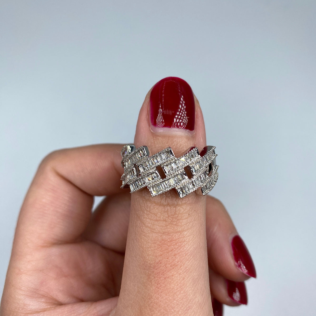 14K Gold Cuban Link Diamond Baguette Ring - additional product view 6