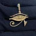 14K Gold Eygptian Eye of Horus Diamond Pendant in yellow gold, Medium - close-up product photo