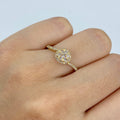 14K Gold Circle Thin Band Engagement Diamond Ring in yellow gold - close-up product photo