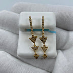 14K Gold Hanging 3-Tier Triangles Dangling Diamond Earrings - additional product view 2