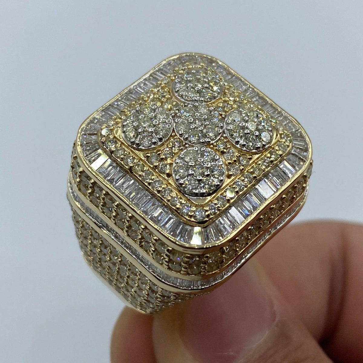 14K Gold Jumbo Square Tower Diamond Baguette Ring - additional product view 2