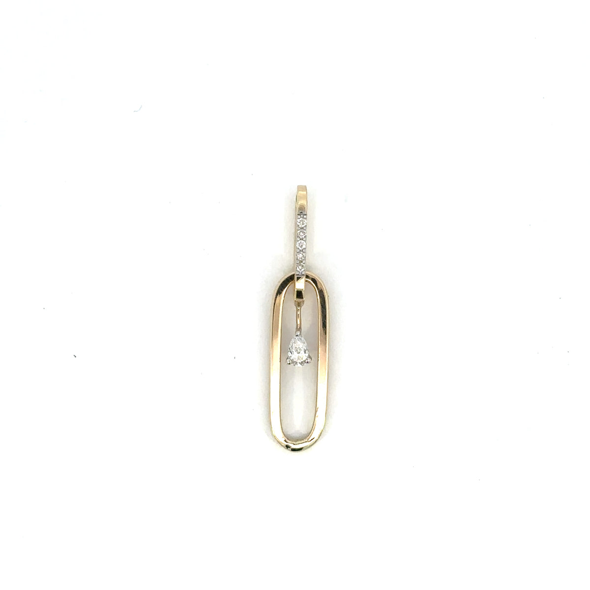 14K Gold Paperclip Diamond Pendant - additional product view 3