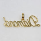 10K Gold Custom Diamond Name Plate Pendant - additional product view 7