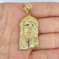 14K Gold Jesus Head Pendant, Small - close-up product photo
