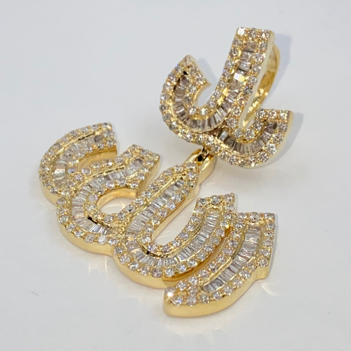 14K Gold Allah Diamond Baguette Pendant - additional product view 4