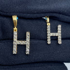14K Gold Single Stone Initial H Diamond Pendant - additional product view 2