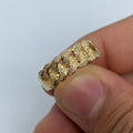 10K Gold Cuban Link Diamond Ring (7mm) in yellow gold - close-up product photo
