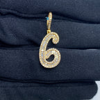 14K Gold Number 6 Diamond Baguette Pendant - additional product view 2