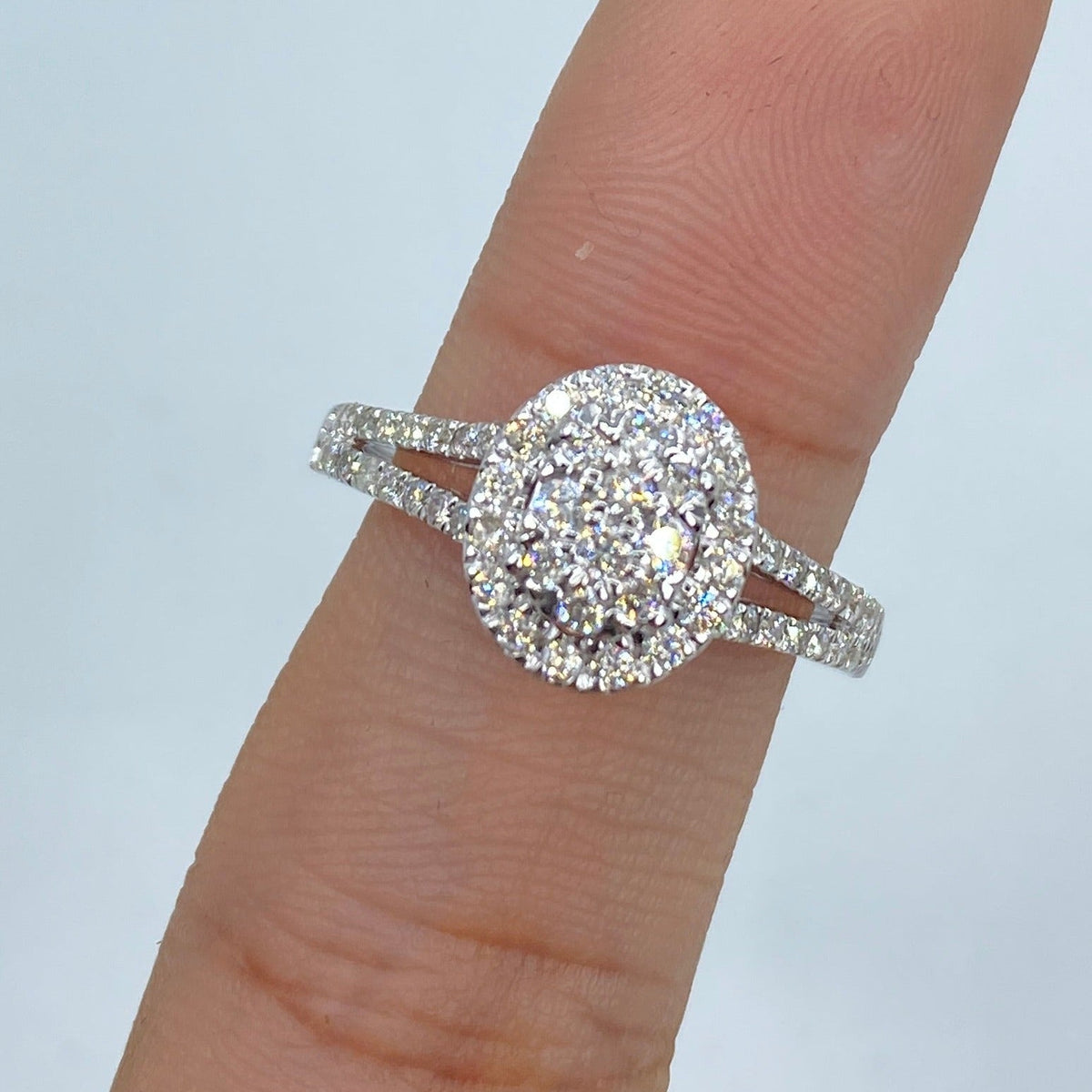 14K Gold Oval Halo Diamond Ring - additional product view 2