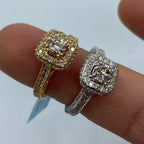 14K Gold Large Center Stone Square Diamond Engagement Ring - additional product view 4