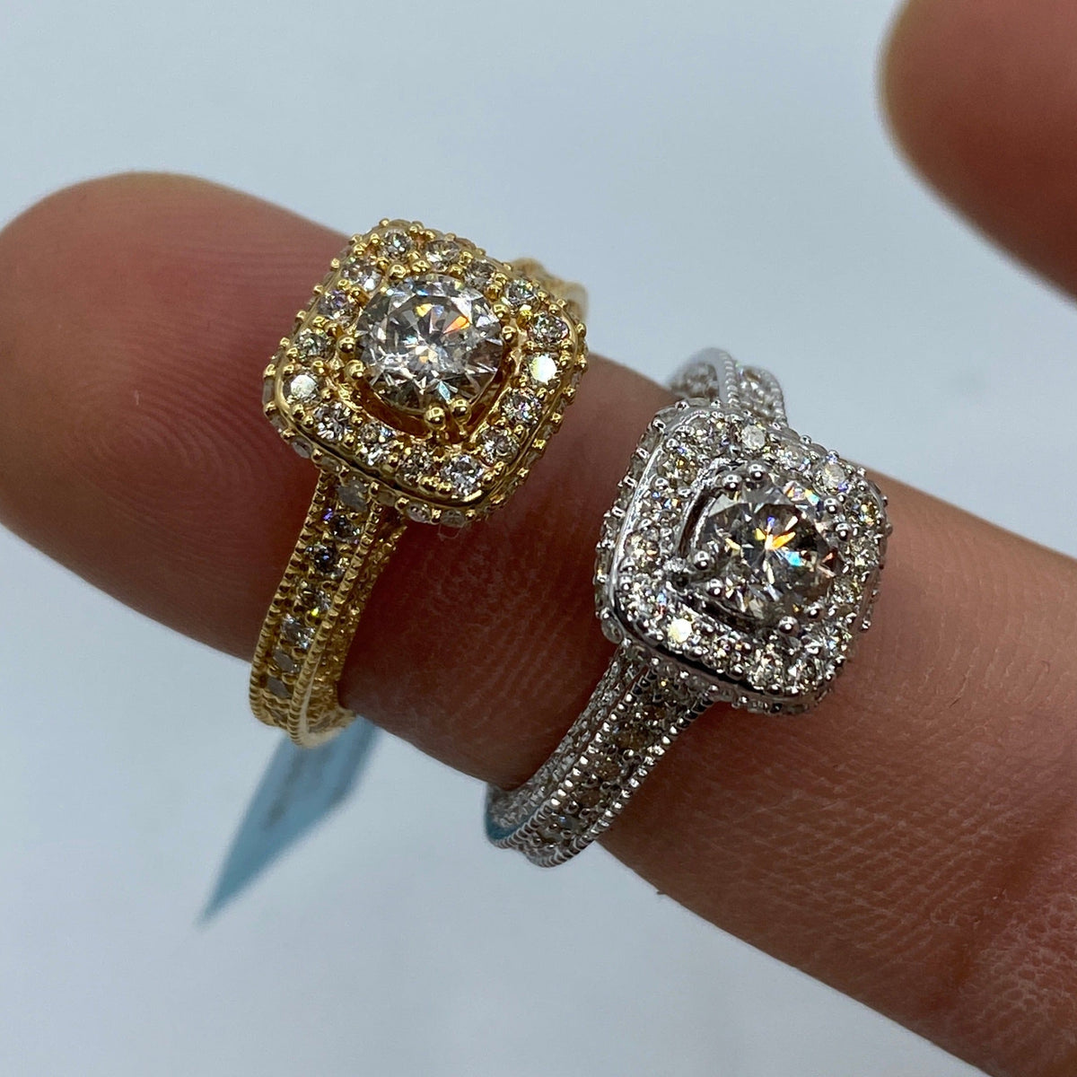 14K Gold Large Center Stone Square Diamond Engagement Ring - additional product view 4