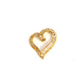 14K Gold Ribbon Heart Diamond Baguette Pendant in yellow gold - close-up product photo