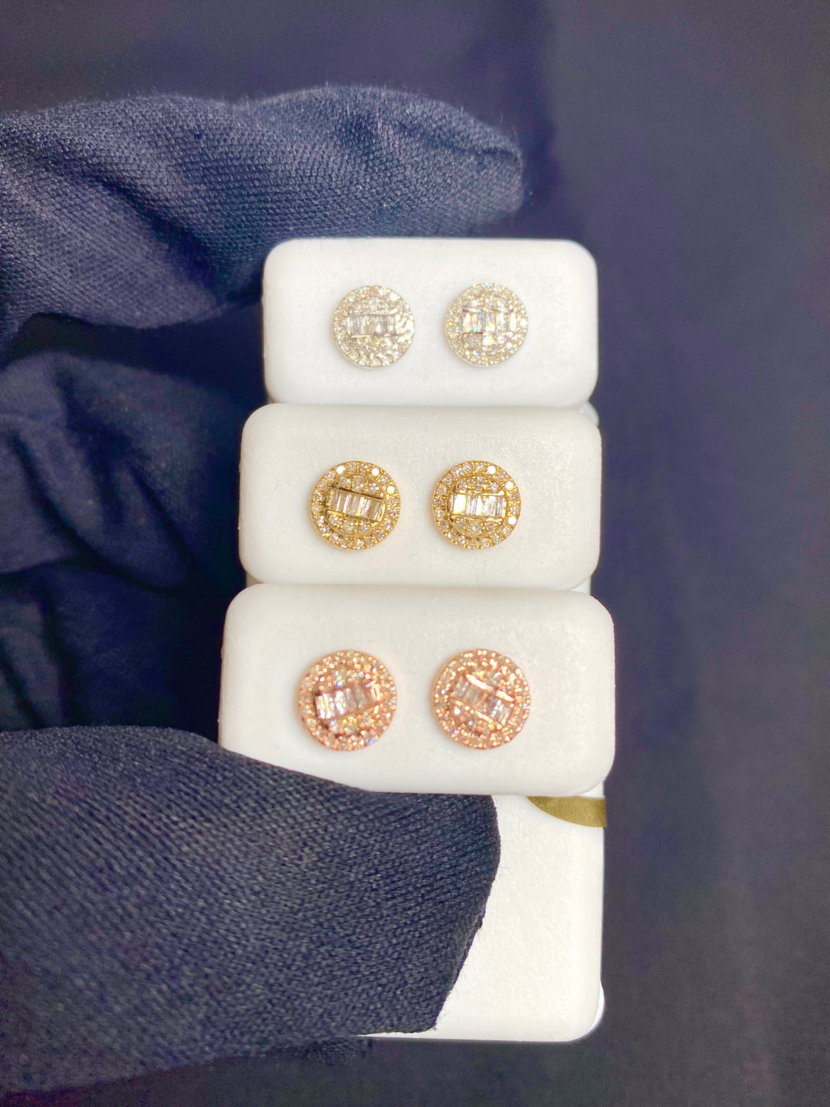 10K Gold Titan Circle Baguette Diamond Earrings - additional product view 2