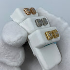 14K Gold Rectangle Halo Diamond Baguette Earrings - additional product view 7