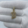 14K Gold Initial B Diamond Baguette Pendant in yellow gold, Small - close-up product photo