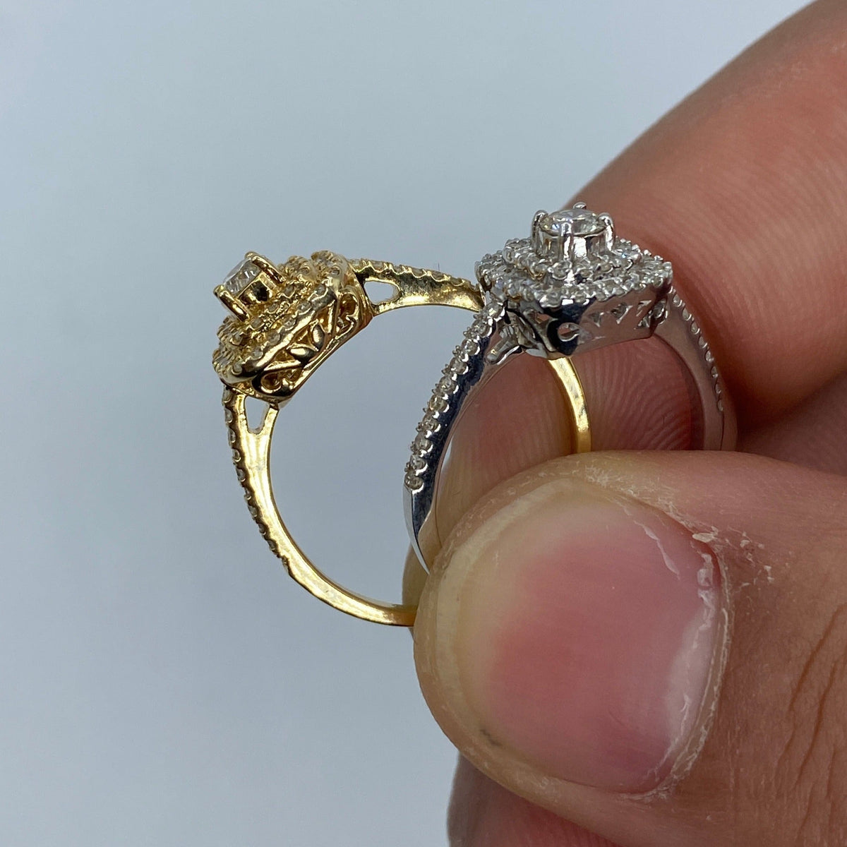 14K Gold Wide Square with Large Center Stone Diamond Engagement Ring - additional product view 7