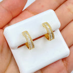 14K Gold Bold Diamond Baguette Hoop Earrings - additional product view 4