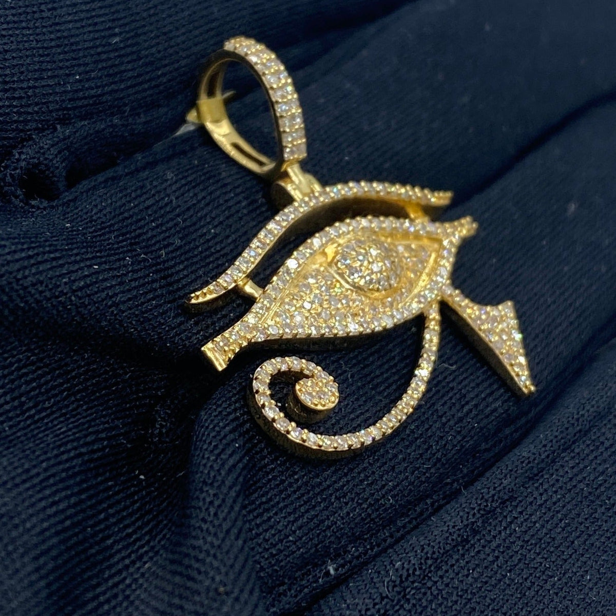 10K Gold Egyptian Eye of Horus Diamond Pendant - main product photo