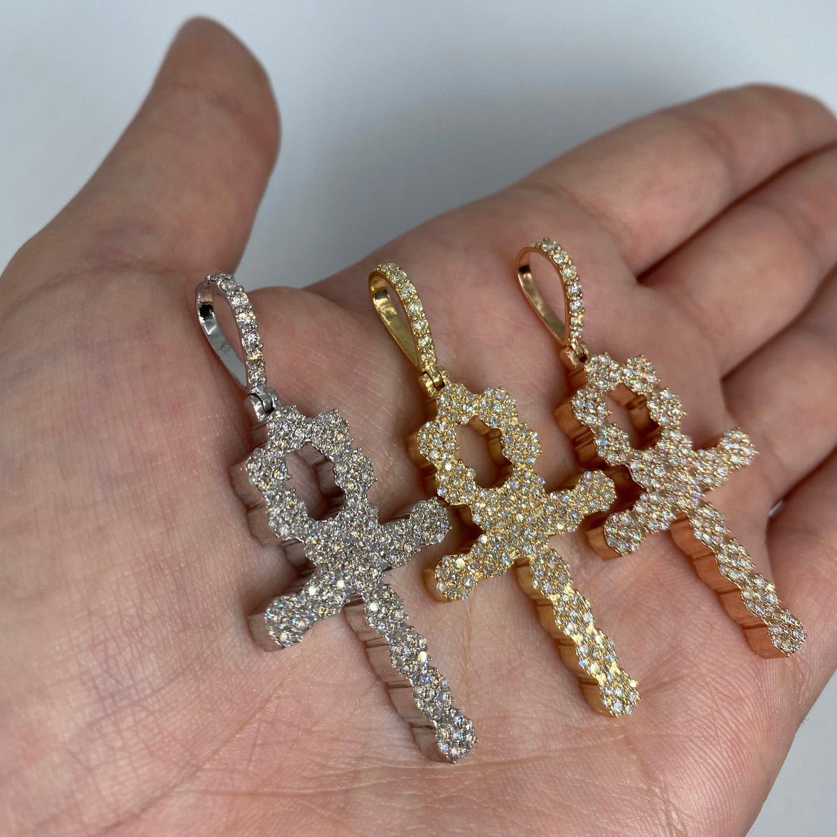14K Gold Ankh Cross Diamond Pendant - additional product view 3