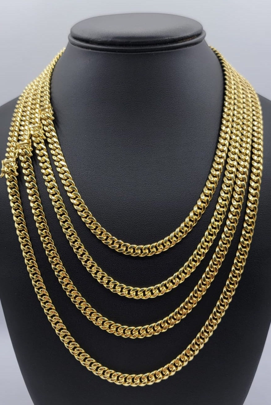 Miami Cuban Link Chain Real 10K Yellow Gold Full Collection, 6mm - close-up product photo